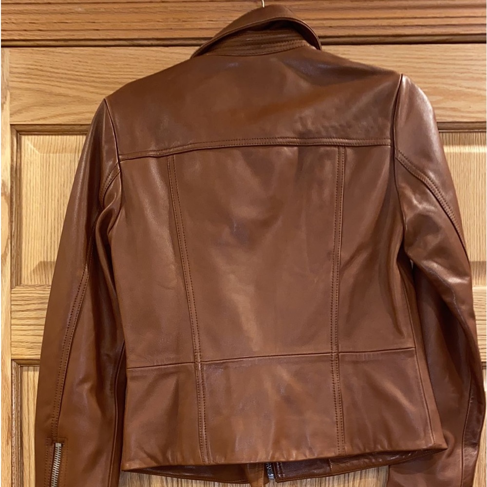 REISS Blair Leather Biker Jacket - Picture 3 of 12